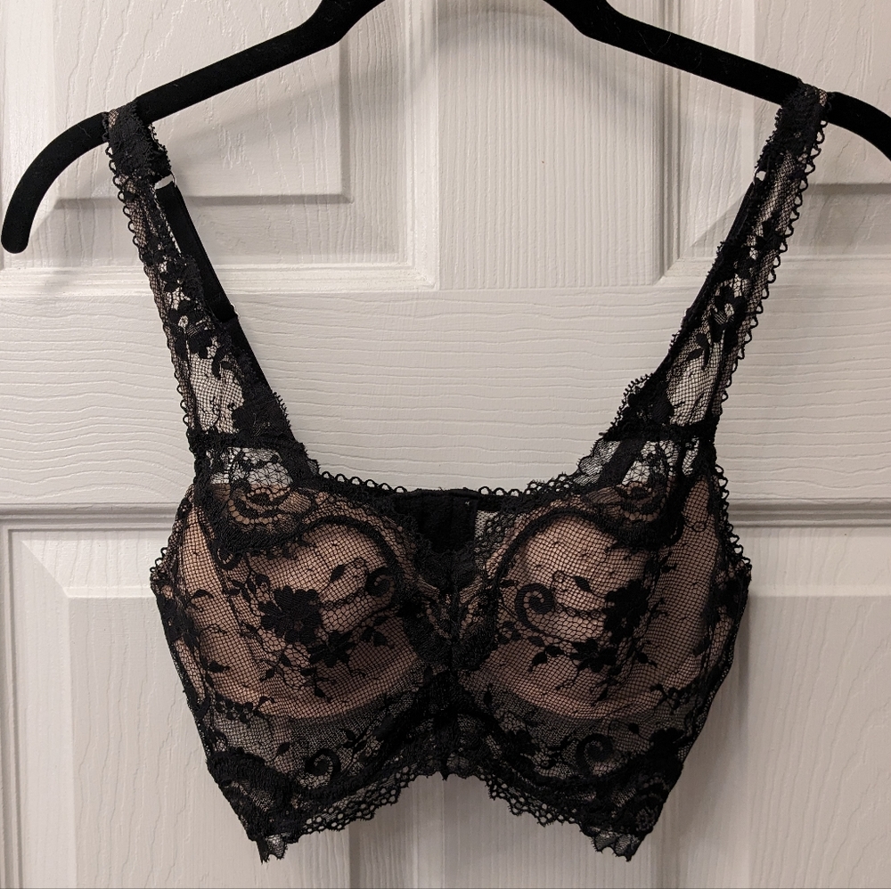 NEW 32B Victoria's Secret Dream Angels lined demi long-line bra black lace